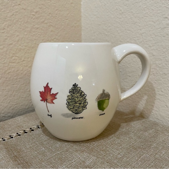 Rae Dunn Fall Autumn Mug Leaf, Pinecone, and Acorn Design Orange Interior Cozy - Picture 1 of 4